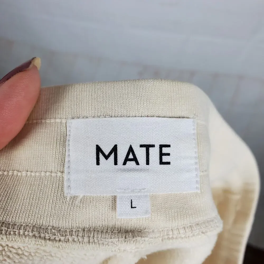 Mate the Label Fleece Front Seam Jogger Size L Bone Pull On Cotton 28